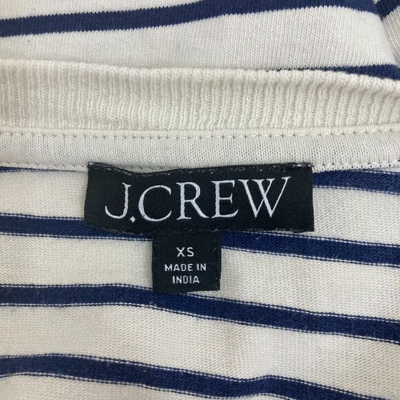 J.Crew Top Size XS Structured Muscle Tee Stripe Mariner Cotton Navy Ivory - Picture 10 of 13
